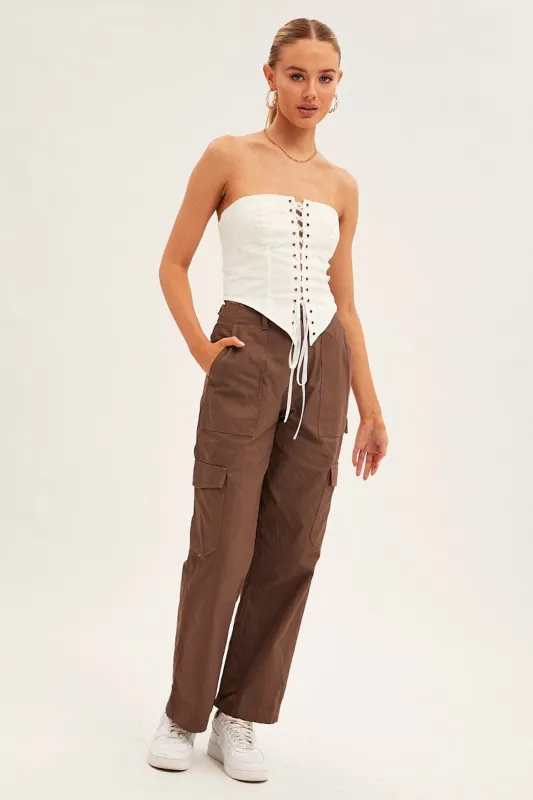 Brown Cargo Pants Mid Rise sold by Ally Fashion