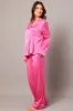 Pink Satin Pyjama Contrast Piping Long Leg Pj Set sold by Ally Fashion