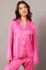 Pink Satin Pyjama Contrast Piping Long Leg Pj Set sold by Ally Fashion