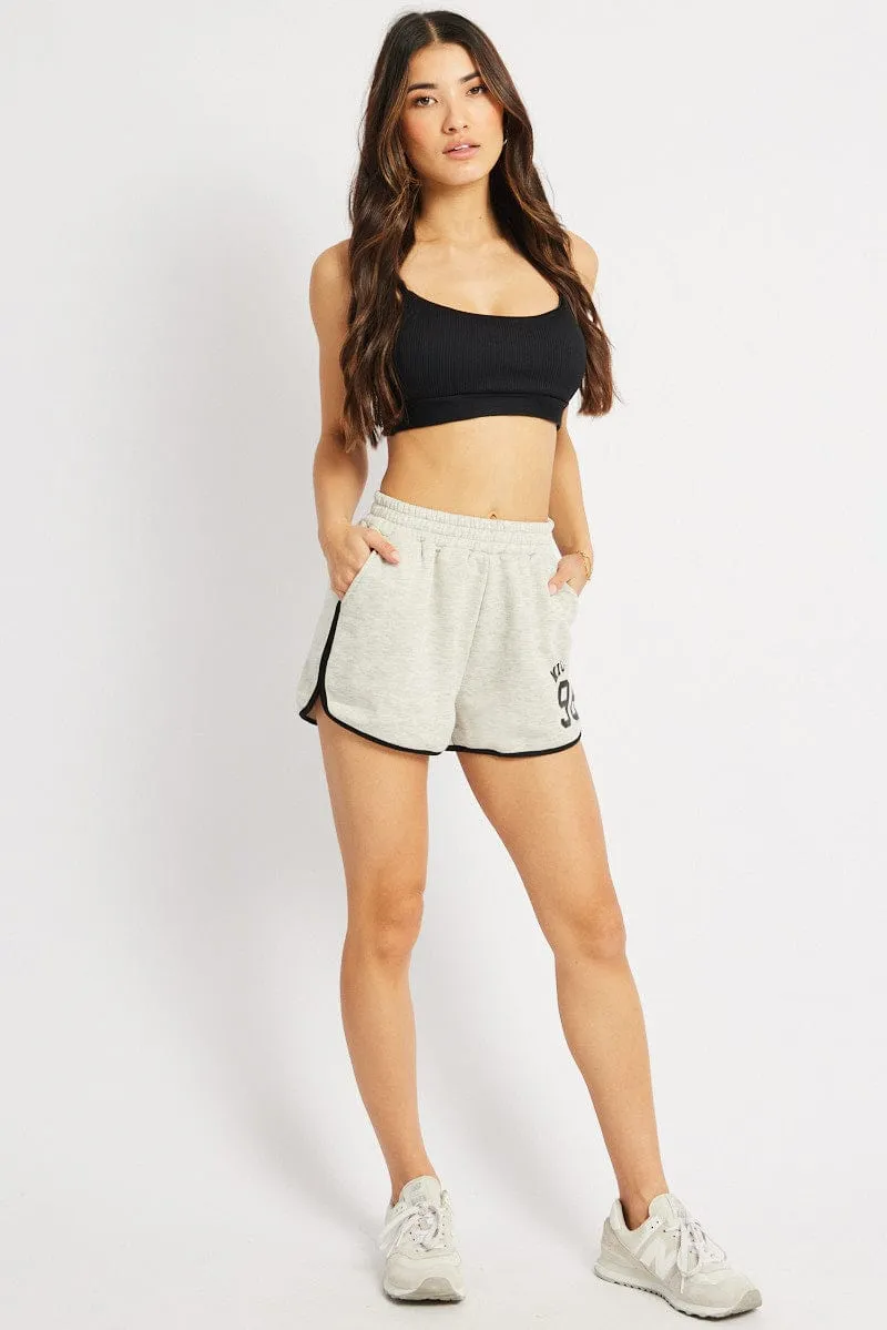 Grey Track Shorts High Rise Elastic Waist sold by Ally Fashion product image thumbnail 2