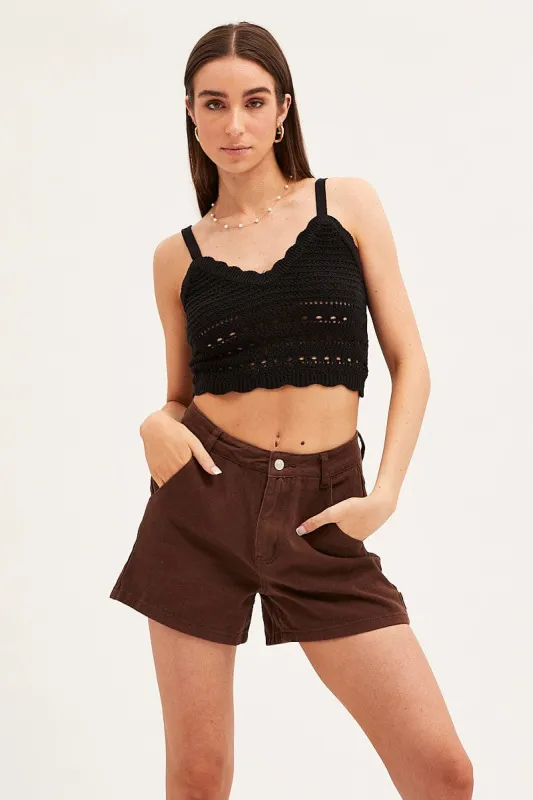 Black Crochet Singlet Top sold by Ally Fashion