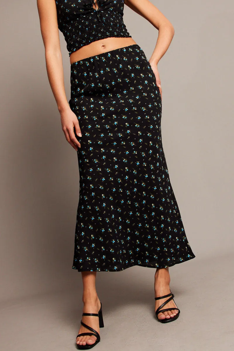 Black Ditsy Slip Skirt sold by Ally Fashion
