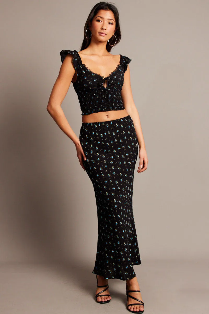 Black Ditsy Slip Skirt sold by Ally Fashion product image thumbnail 2