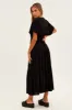 Black Maxi Dress Fluter Sleeve Tiered Hem sold by Ally Fashion