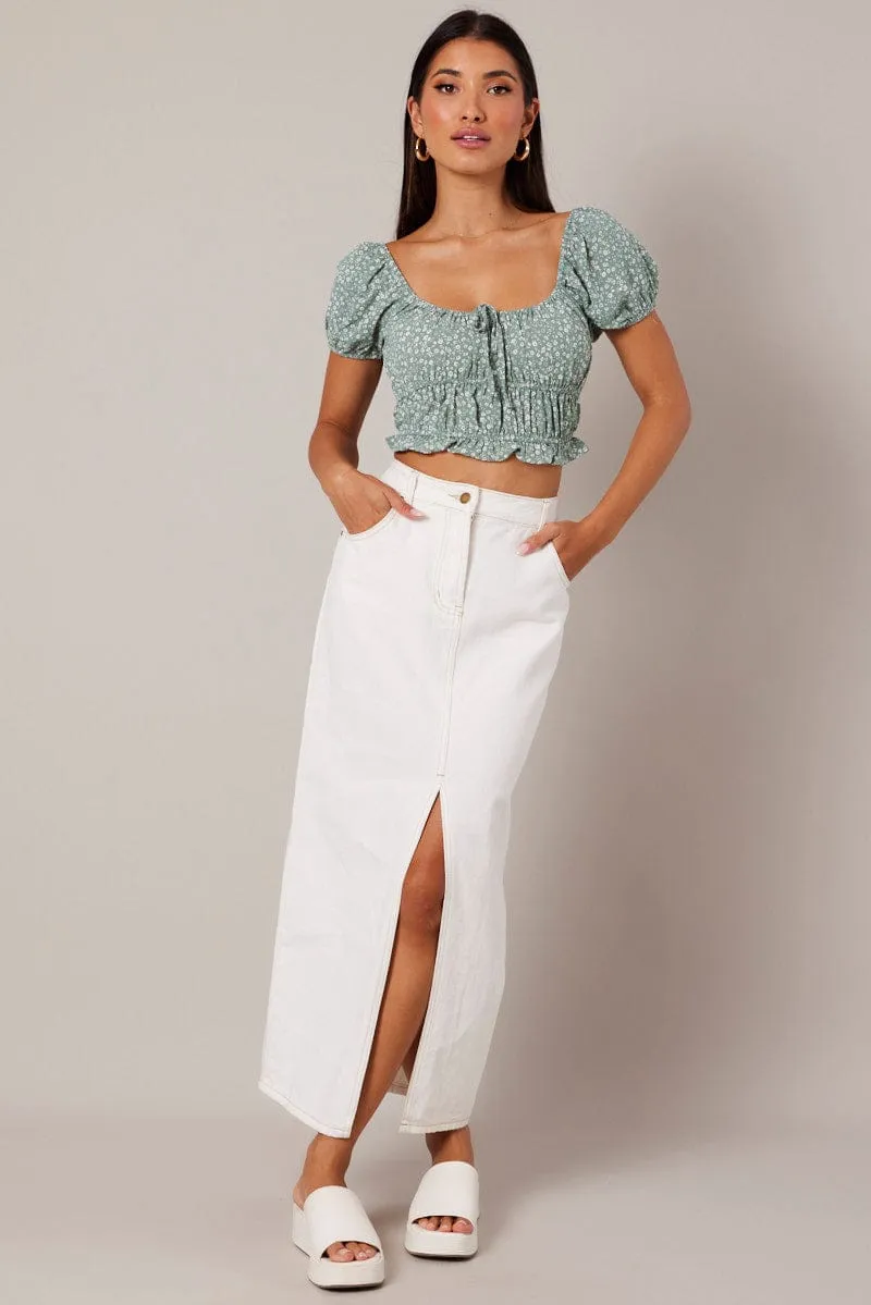 Green Ditsy Crop Top Short Sleeve sold by Ally Fashion product image thumbnail 2