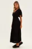 Black Maxi Dress Fluter Sleeve Tiered Hem sold by Ally Fashion