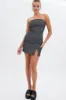 Grey Stripe Bodycon Dress Strapless Boob Tube Mini sold by Ally Fashion