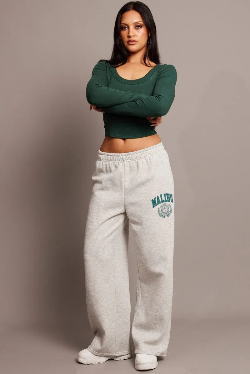 Grey Track Pants Wide Leg sold by Ally Fashion product image thumbnail 2