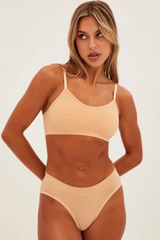 Beige Seamless Lingerie Set sold by Ally Fashion