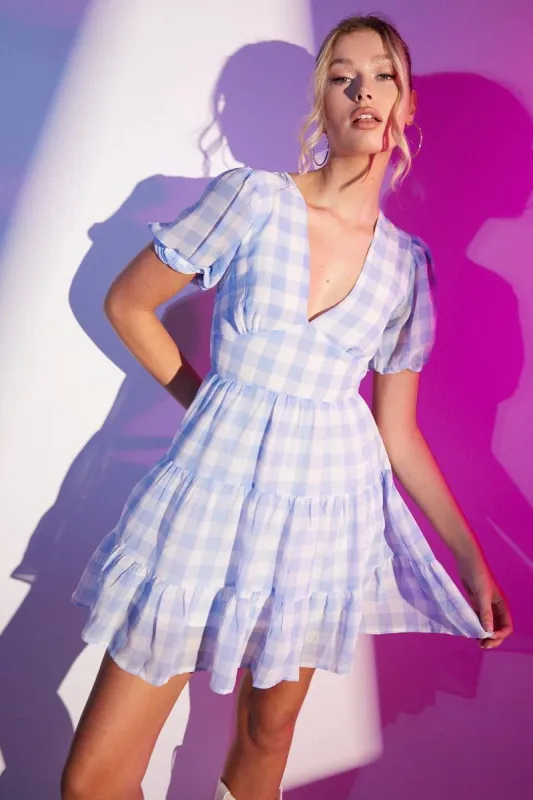 Check Mini Dress V Neck sold by Ally Fashion