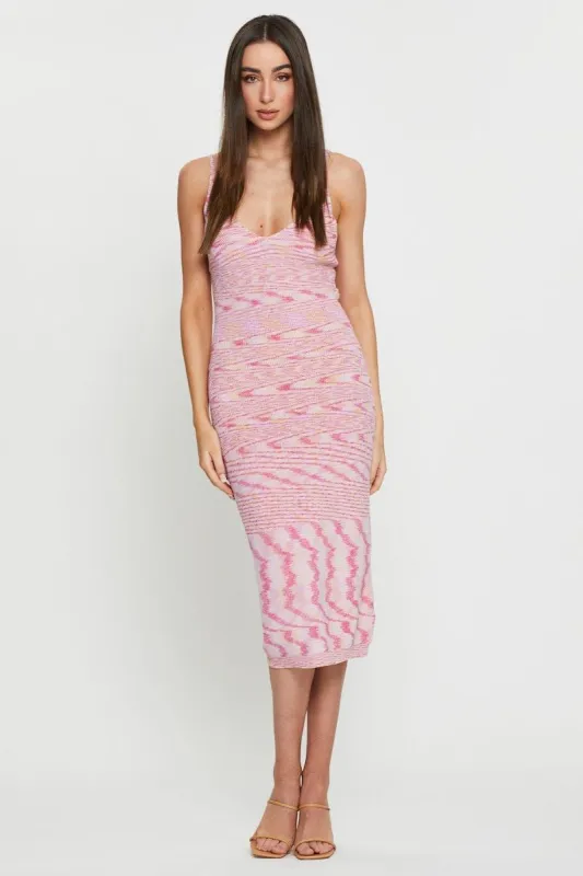 Pink Knit Dress Midi sold by Ally Fashion