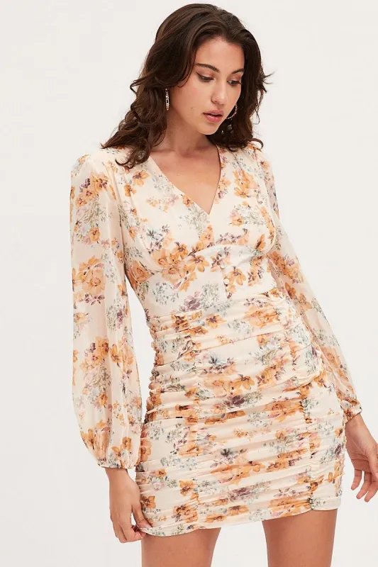 Print Mini Dress Long Sleeve Bodycon sold by Ally Fashion