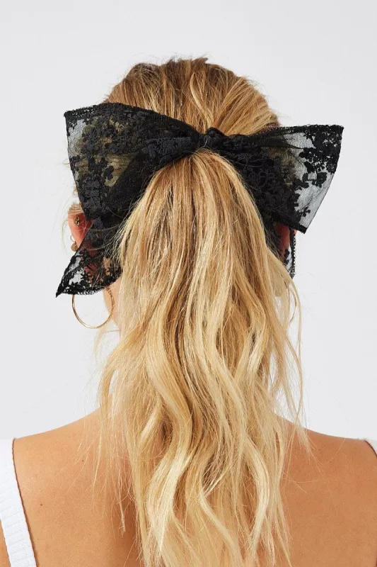 Black Lace Bow Scrunchies sold by Ally Fashion