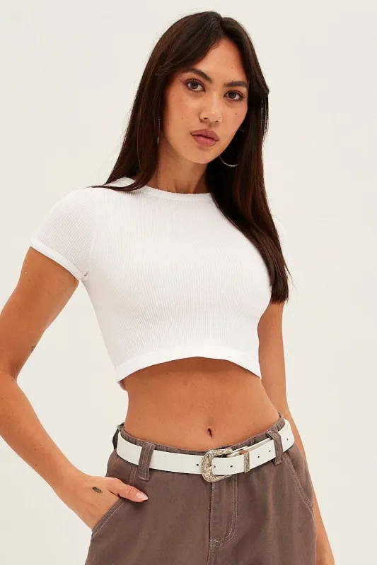 White Western Buckle Belts sold by Ally Fashion