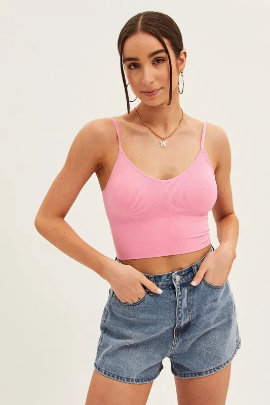 Pink Crop Singlet Top Seamless sold by Ally Fashion