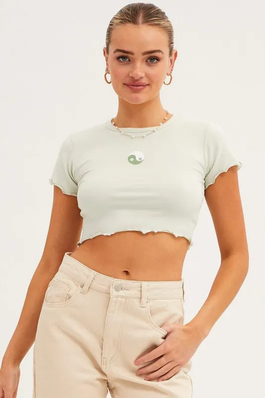 Green Yin Yang Baby Tee sold by Ally Fashion