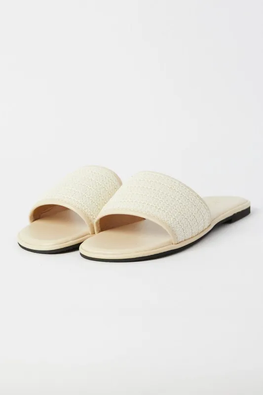 White Braided Flat Slippers Slides sold by Ally Fashion