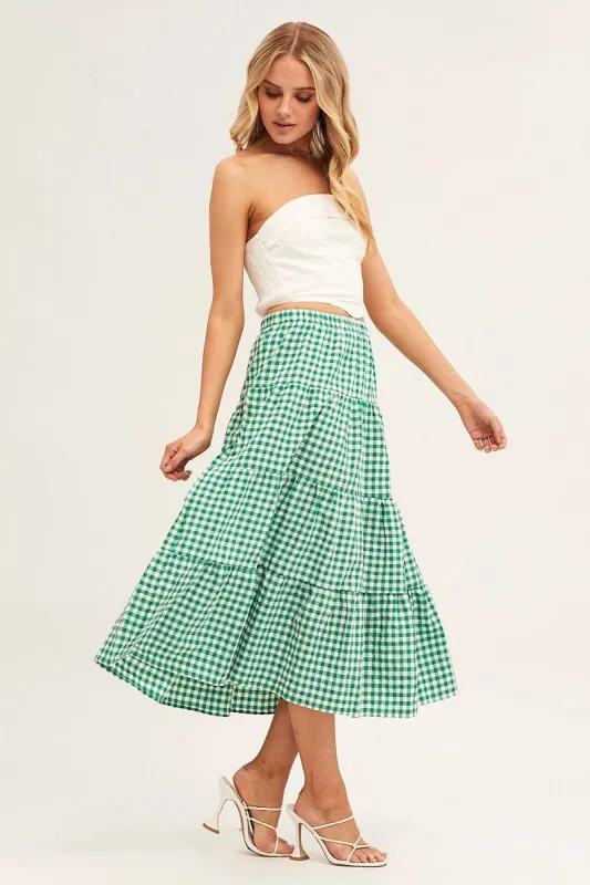Green Check Maxi Skirt sold by Ally Fashion
