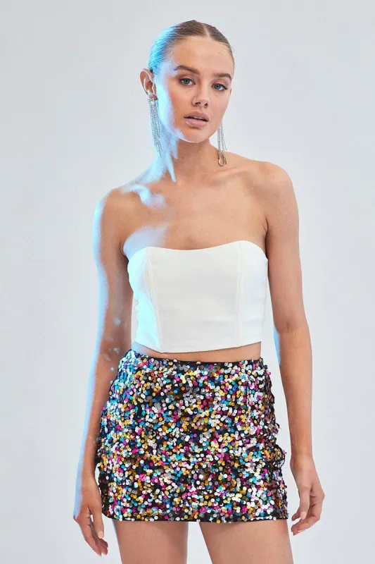 Metallic Mini Skirt High Rise Metallic sold by Ally Fashion