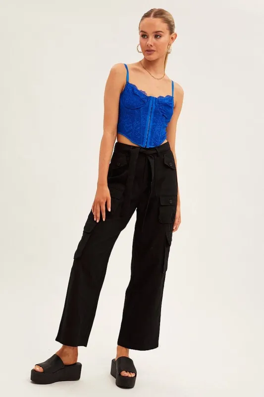 Black Cargo Pants Relaxed Wide Leg sold by Ally Fashion