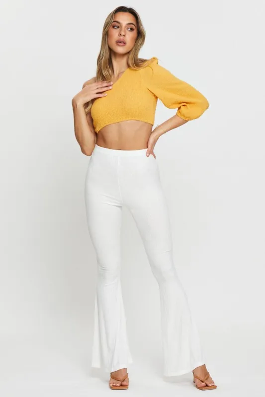 White Flare Pants High Rise sold by Ally Fashion