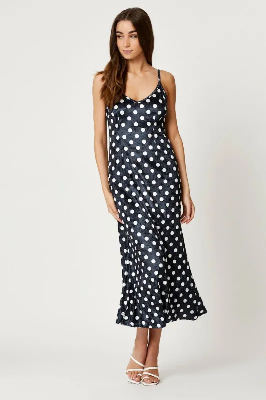 Polka Dot Velvet Midi Dress sold by Ally Fashion