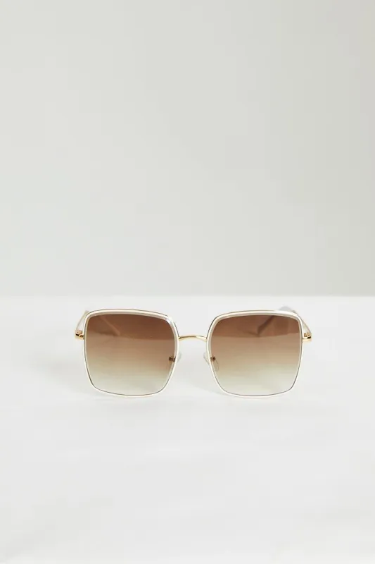 BROWN Metal Frame Sunglasses sold by Ally Fashion
