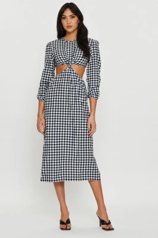 Check Midi Dress Long Sleeve sold by Ally Fashion