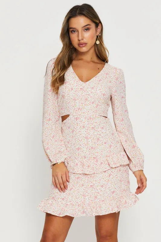 Print Mini Dress Long Sleeve sold by Ally Fashion