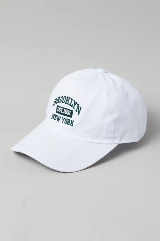 White Brooklyn Dad Cap sold by Ally Fashion