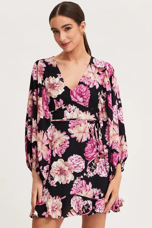 Print Mini Dress Long Sleeve sold by Ally Fashion