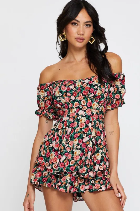 Print Playsuit Off Shoulder sold by Ally Fashion