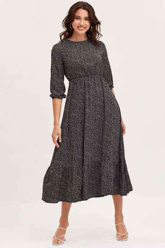 Geo Print Dress Long Sleeve Midi sold by Ally Fashion