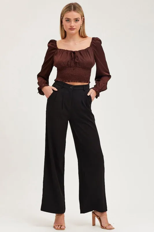 Black Wide Leg Pants High Rise sold by Ally Fashion