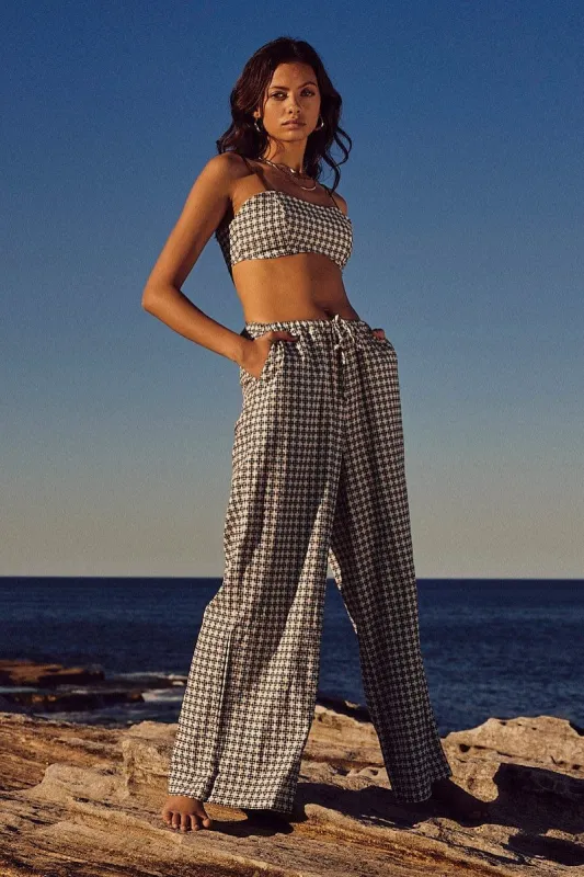 Brown Geo Wide Leg Pants Mid Rise sold by Ally Fashion