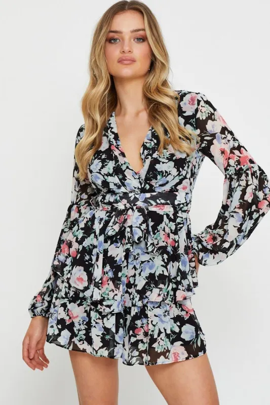 Print Playsuit Long Sleeve sold by Ally Fashion