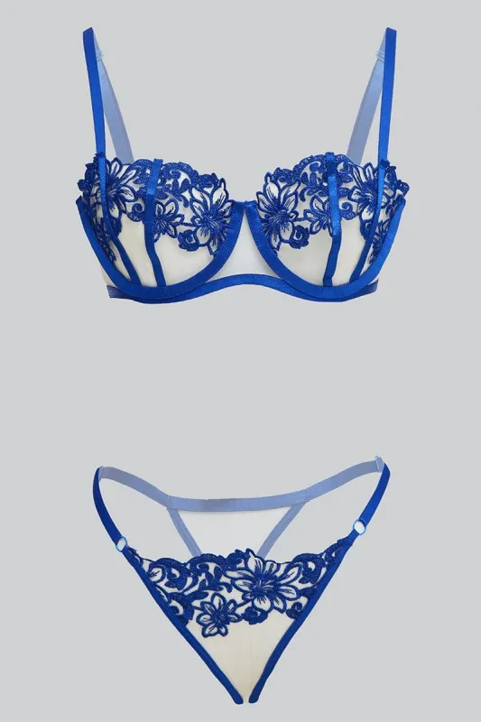 Blue Embroidered Lingerie Set sold by Ally Fashion