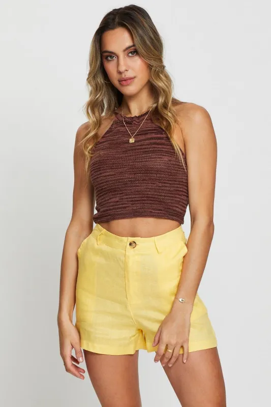 Yellow Shorts Linen sold by Ally Fashion