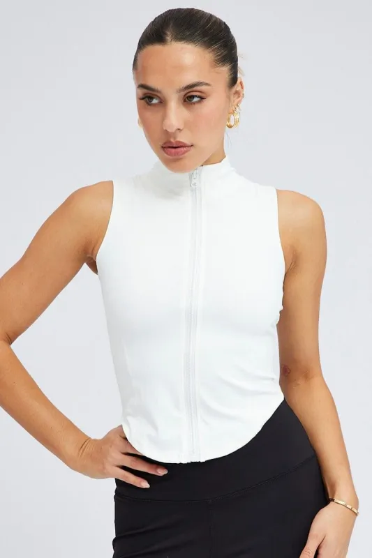 White Zip Up Vest Activewear sold by Ally Fashion