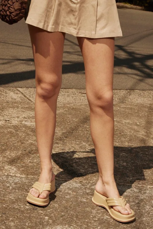 Beige Toe Post Wedge Thong Sandals sold by Ally Fashion