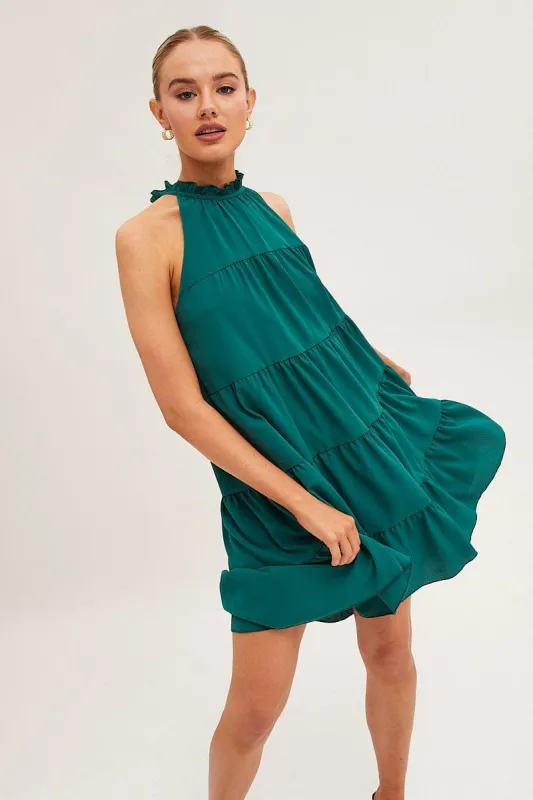 Green Halter Neck Skater Dress sold by Ally Fashion