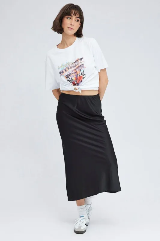 Black Slip Skirt Maxi Satin sold by Ally Fashion