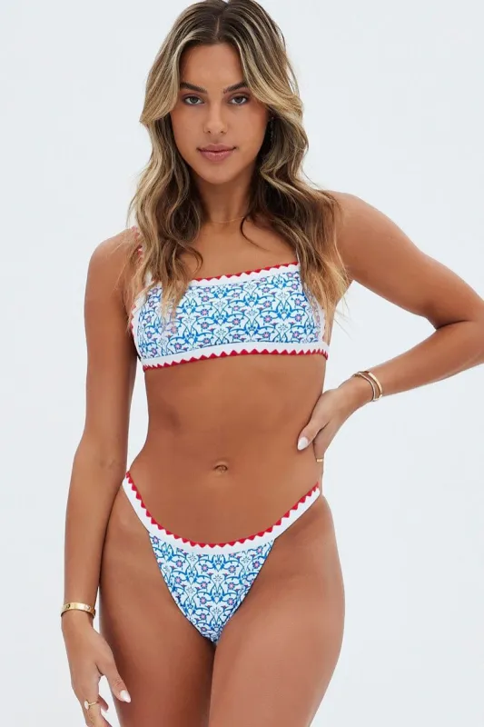Multi Floral Crop Bikini Set made by Ally Fashion