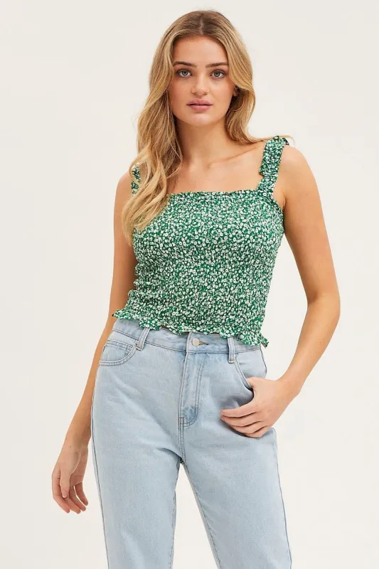 Print Ruched Singlet Sleeveless sold by Ally Fashion