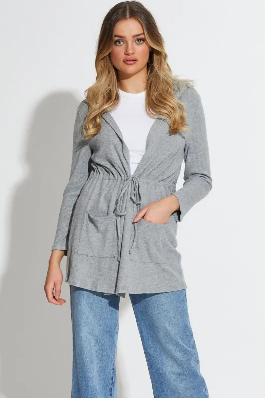 Grey Knit Cardigan Long Sleeve sold by Ally Fashion