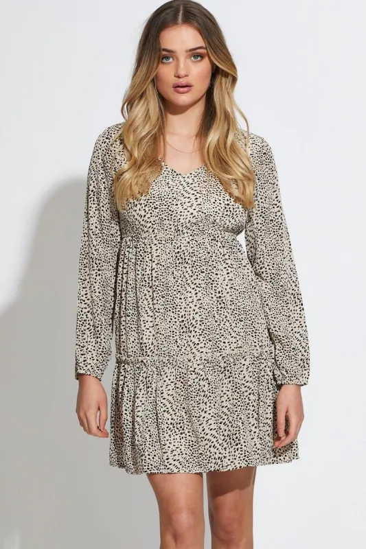 Print Mini Dress Long Sleeve Relaxed sold by Ally Fashion