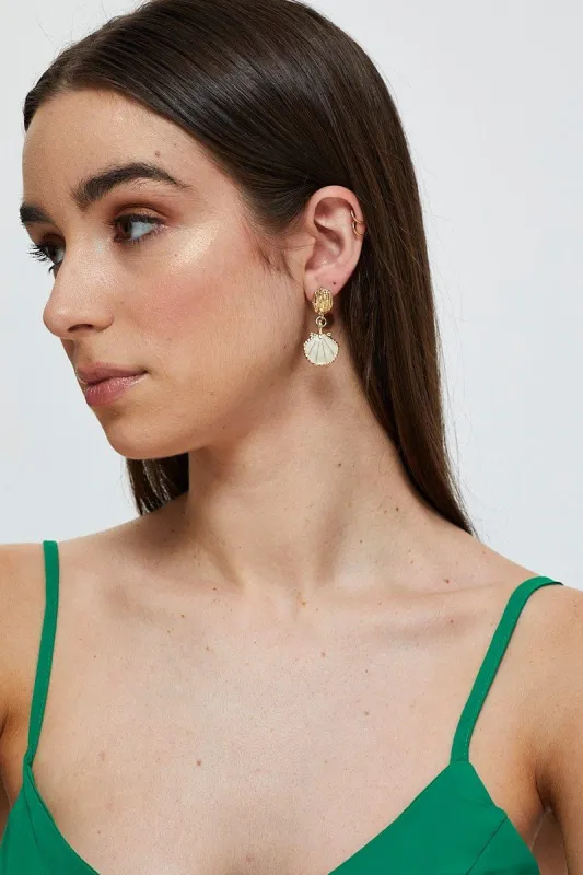 White Shell Drop Earrings sold by Ally Fashion