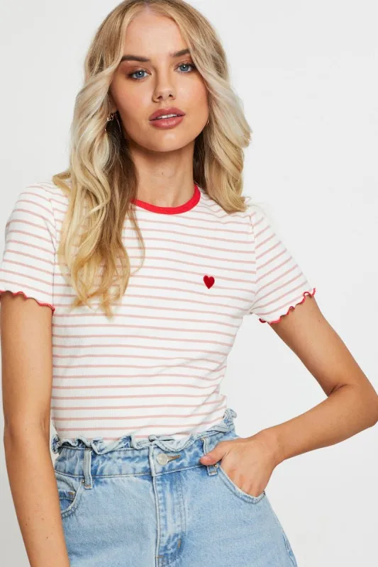 Stripe Top T Shirt Short Sleeve sold by Ally Fashion