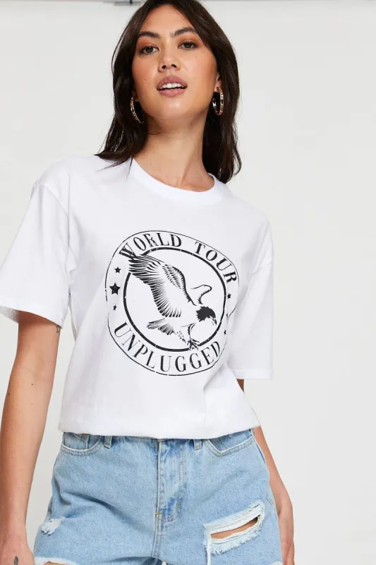 White Graphic T Shirt Short Sleeve sold by Ally Fashion