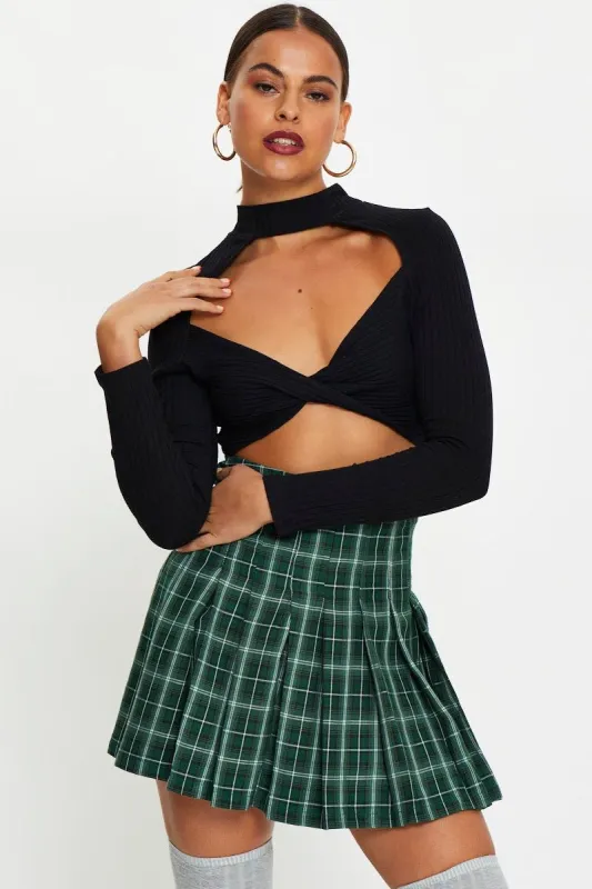 Black Twist Front Cut Out Shrug Top sold by Ally Fashion